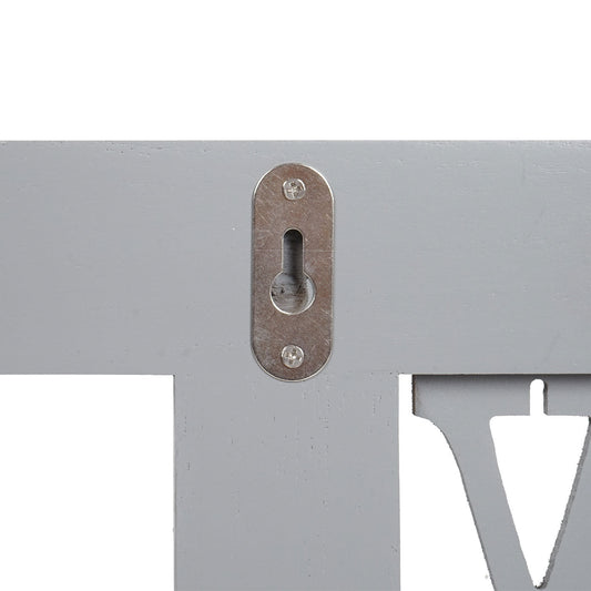 Cosmo Casa - Wandkapstok “Family” - Shabby Look Vintage Paneel - Grijsblauw - 60×21 cm