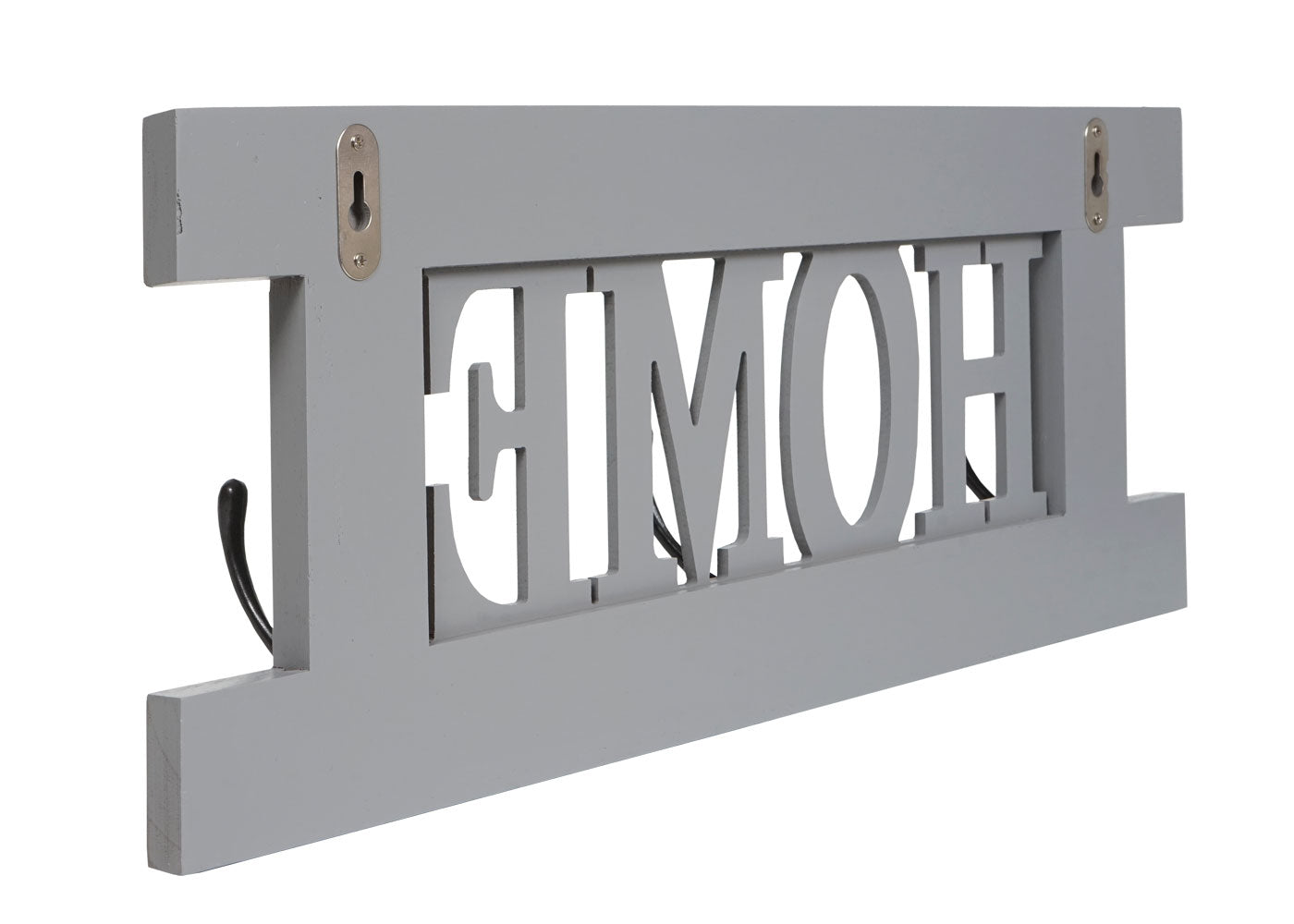 Cosmo Casa - Wandkapstok “Home” - Kledingkastpaneel - Shabby Look Vintage - Grijsblauw - 55×21 cm