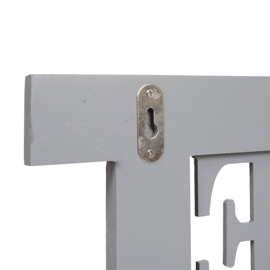 Cosmo Casa - Wandkapstok “Home” - Kledingkastpaneel - Shabby Look Vintage - Grijsblauw - 55×21 cm