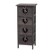 Cosmo Casa - Forli Ladekast - 4 Lades met Hartjes - Shabby Look - Vintage Grijsbruin