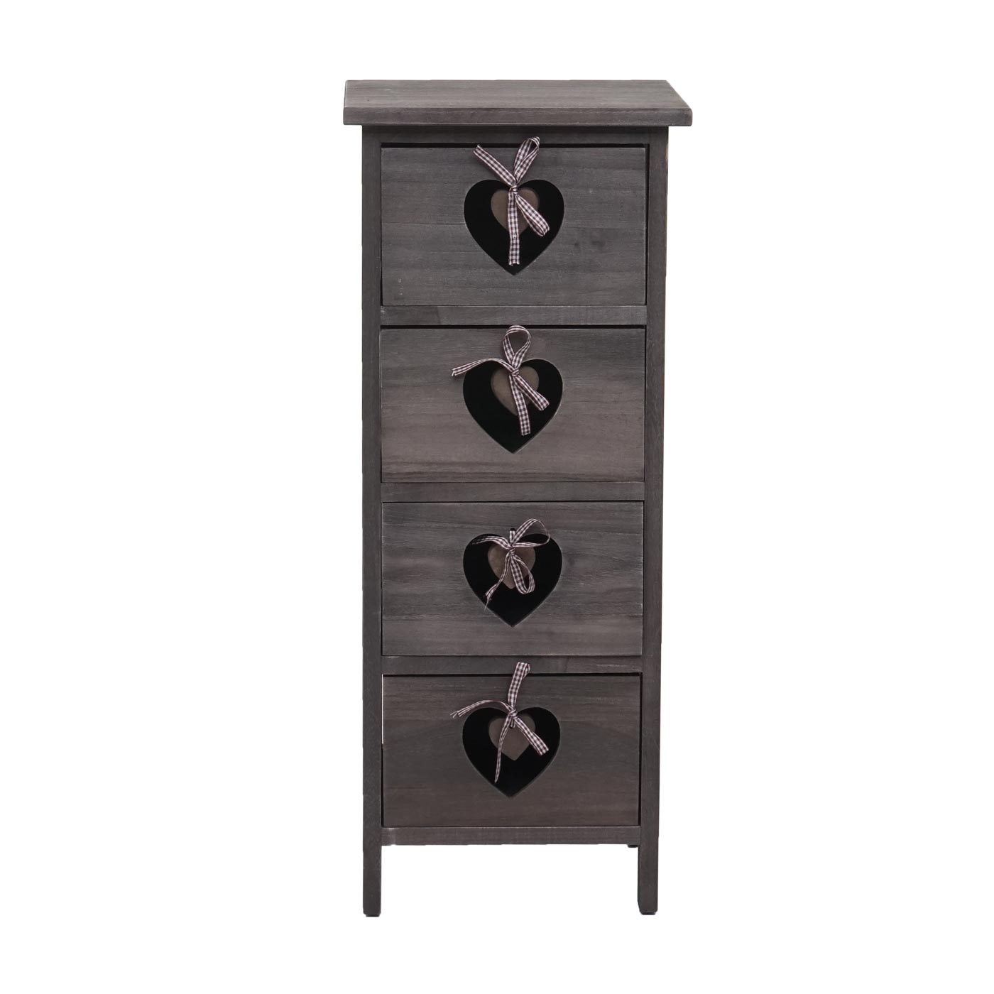 Cosmo Casa - Forli Ladekast - 4 Lades met Hartjes - Shabby Look - Vintage Grijsbruin
