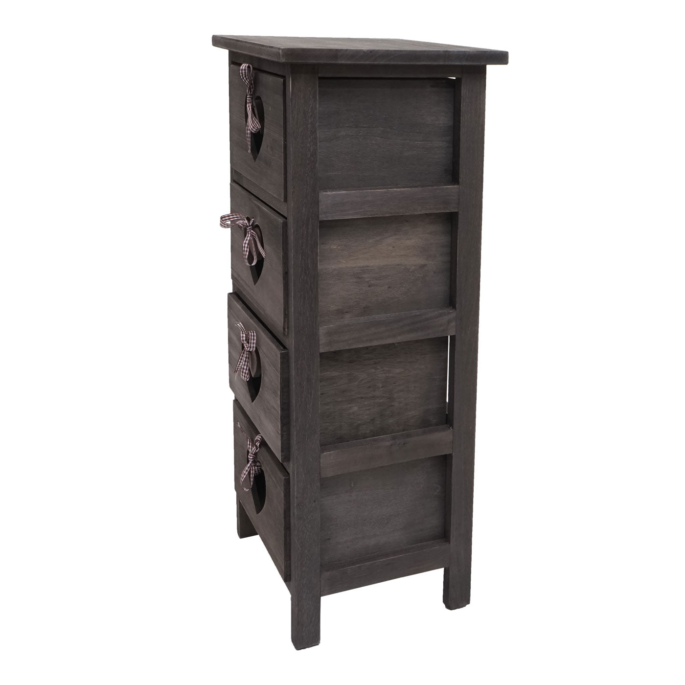 Cosmo Casa - Forli Ladekast - 4 Lades met Hartjes - Shabby Look - Vintage Grijsbruin