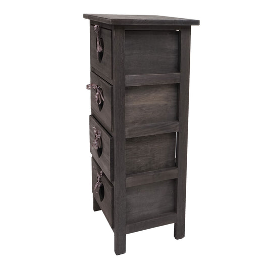 Cosmo Casa - Forli Ladekast - 4 Lades met Hartjes - Shabby Look - Vintage Grijsbruin