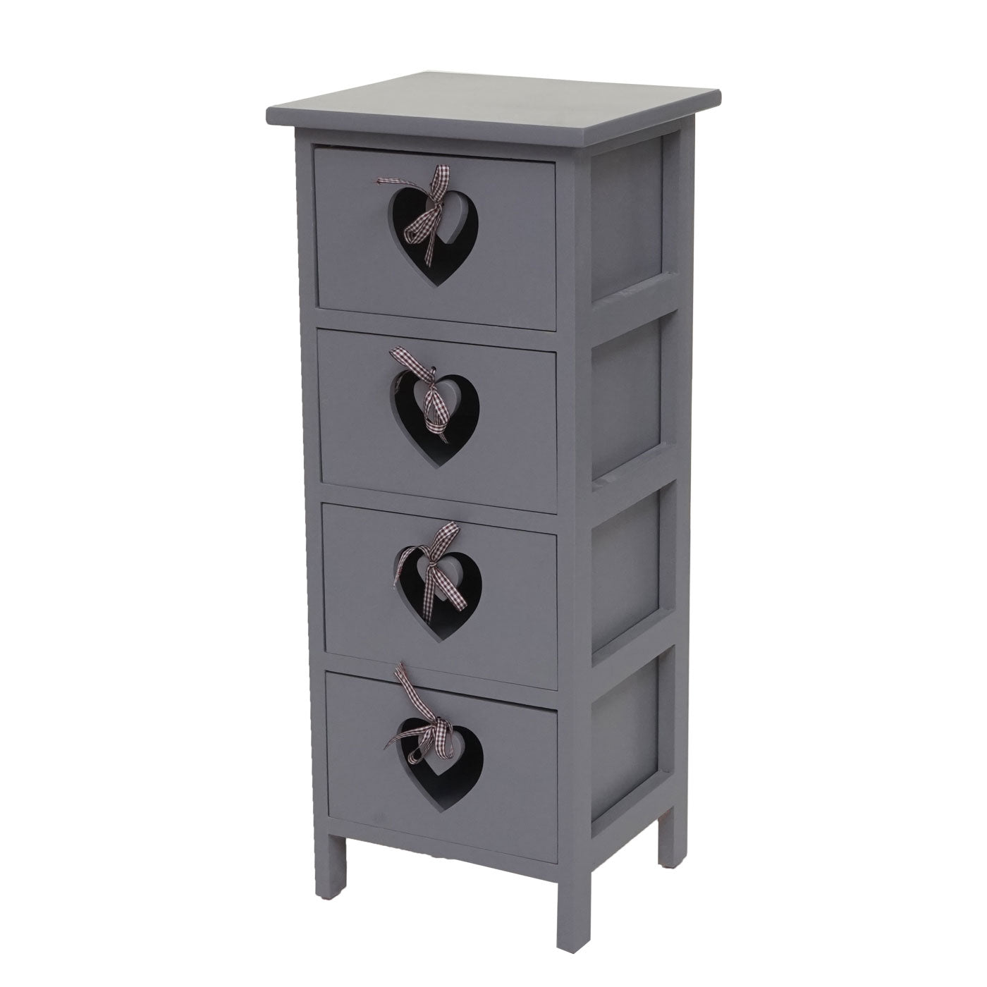 Cosmo Casa - Forli Ladekast - 4 Lades met Hartjes - Shabby Look - Vintage Grijsblauw