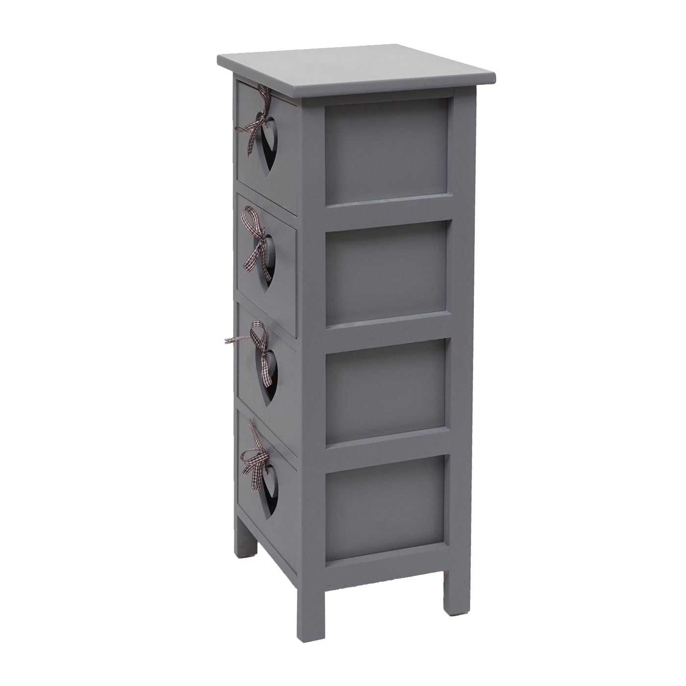 Cosmo Casa - Forli Ladekast - 4 Lades met Hartjes - Shabby Look - Vintage Grijsblauw