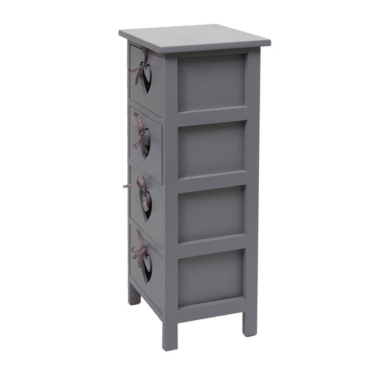 Cosmo Casa - Forli Ladekast - 4 Lades met Hartjes - Shabby Look - Vintage Grijsblauw