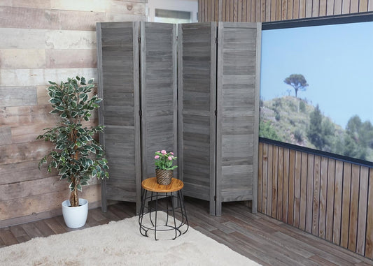 Cosmo Casa - Privacy Scherm - Shabby Look Roomdivider - Hout - Grijsbruin