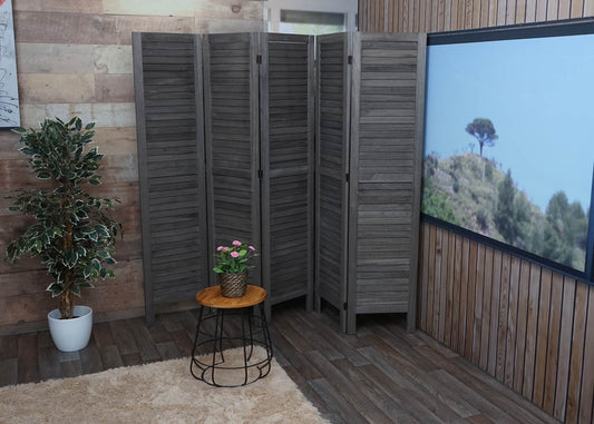 Cosmo Casa - Privacy Scherm - Shabby Look Roomdivider - Hout - Grijsbruin