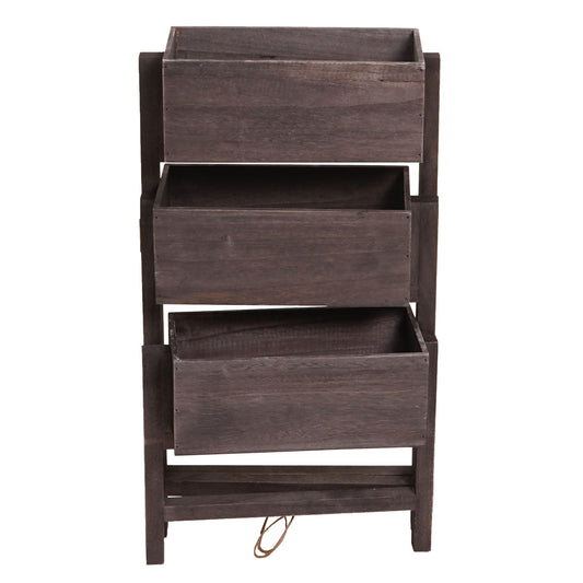 Cosmo Casa - Plantenplank - Staande Plank & Plantenbak - Hout - Shabby Look - Vintage Grijsbruin