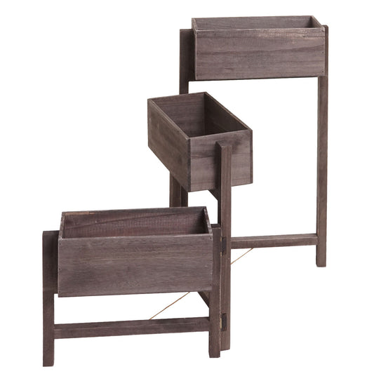 Cosmo Casa - Plantenplank - Staande Plank & Plantenbak - Hout - Shabby Look - Vintage Grijsbruin