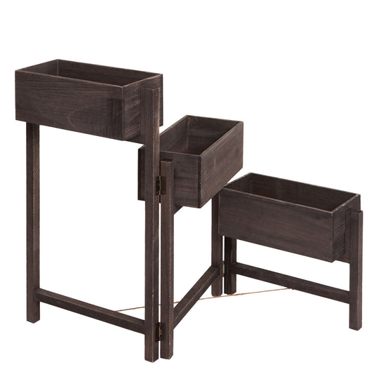 Cosmo Casa - Plantenplank - Staande Plank & Plantenbak - Hout - Shabby Look - Vintage Grijsbruin