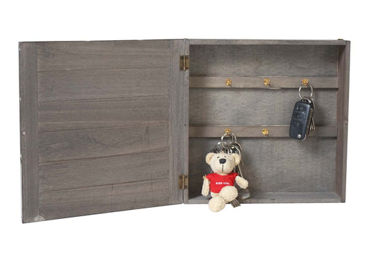 Cosmo Casa - Sleutelkastje “Virginia” - Houten Kistje - Shabby Look Vintage - Grijsbruin - 27×27×6 cm