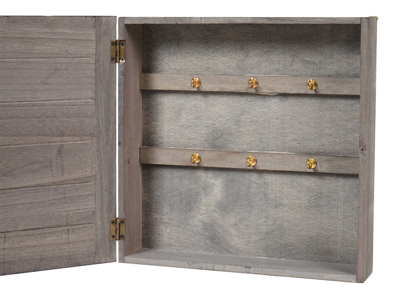 Cosmo Casa - Sleutelkastje “Virginia” - Houten Kistje - Shabby Look Vintage - Grijsbruin - 27×27×6 cm