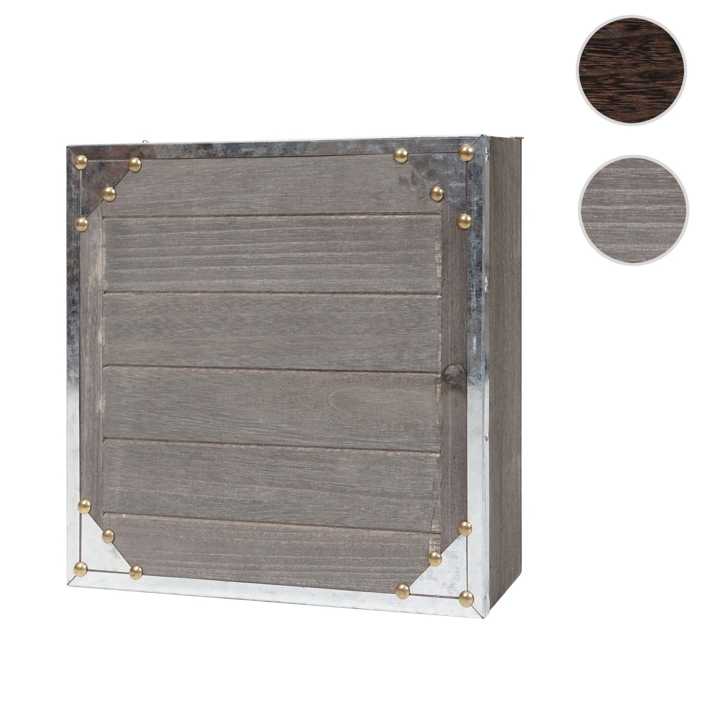 Cosmo Casa - Sleutelkastje “Virginia” - Houten Kistje - Shabby Look Vintage - Grijsbruin - 27×27×6 cm