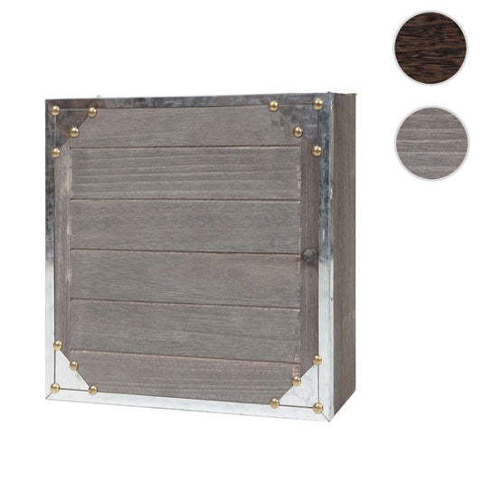 Cosmo Casa - Sleutelkastje “Virginia” - Houten Kistje - Shabby Look Vintage - Grijsbruin - 27×27×6 cm