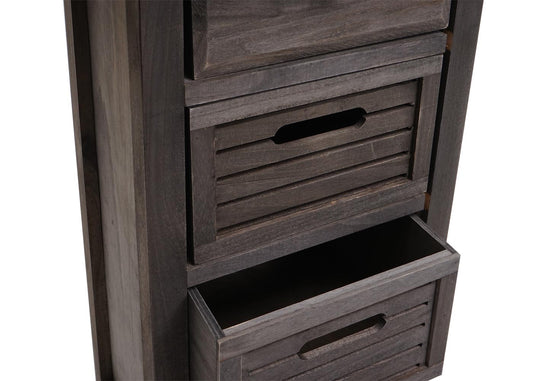 Cosmo Casa - Ladekast - 4 Lades - Shabby Look - Vintage Grijsbruin - 74×30×25 cm