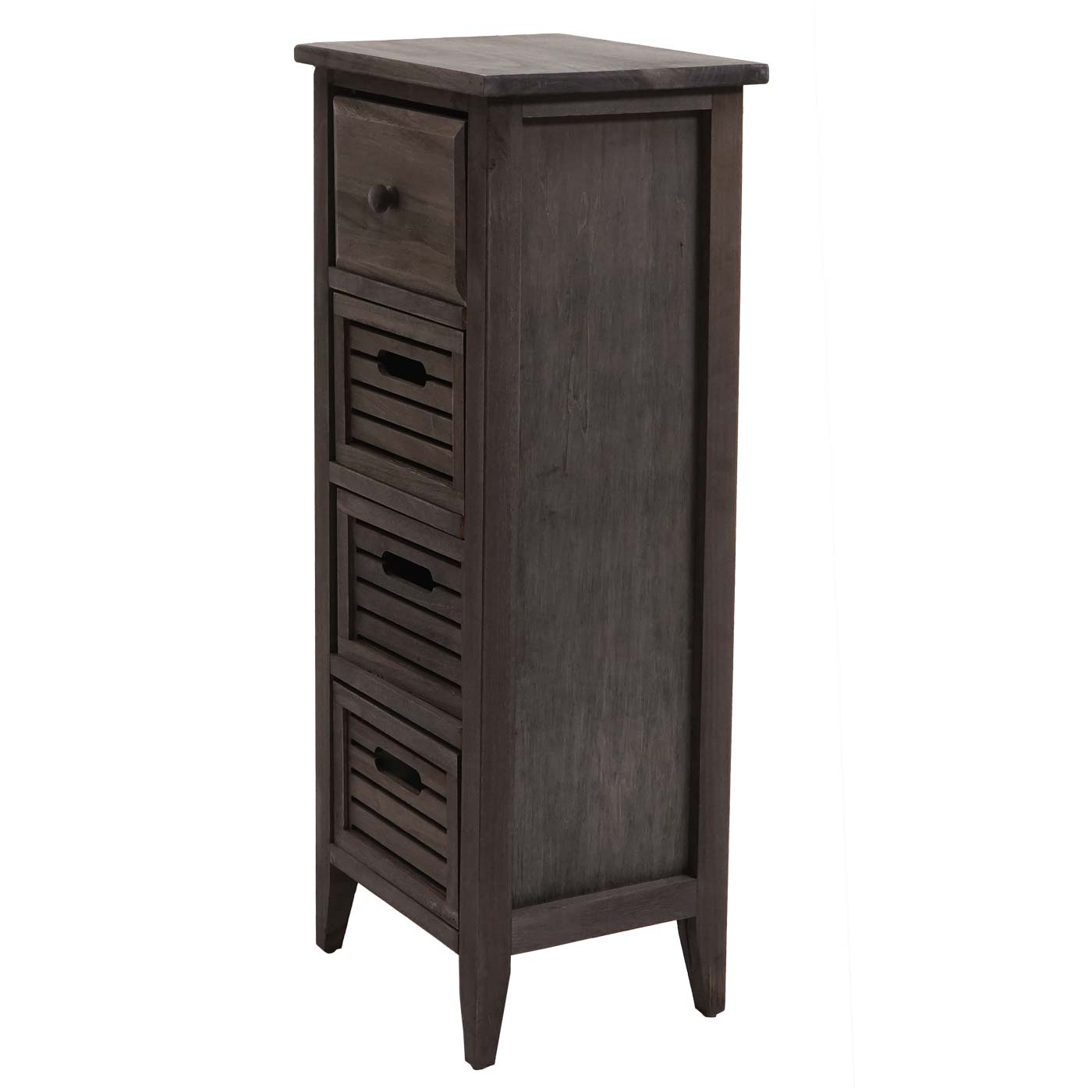 Cosmo Casa - Ladekast - 4 Lades - Shabby Look - Vintage Grijsbruin - 74×30×25 cm