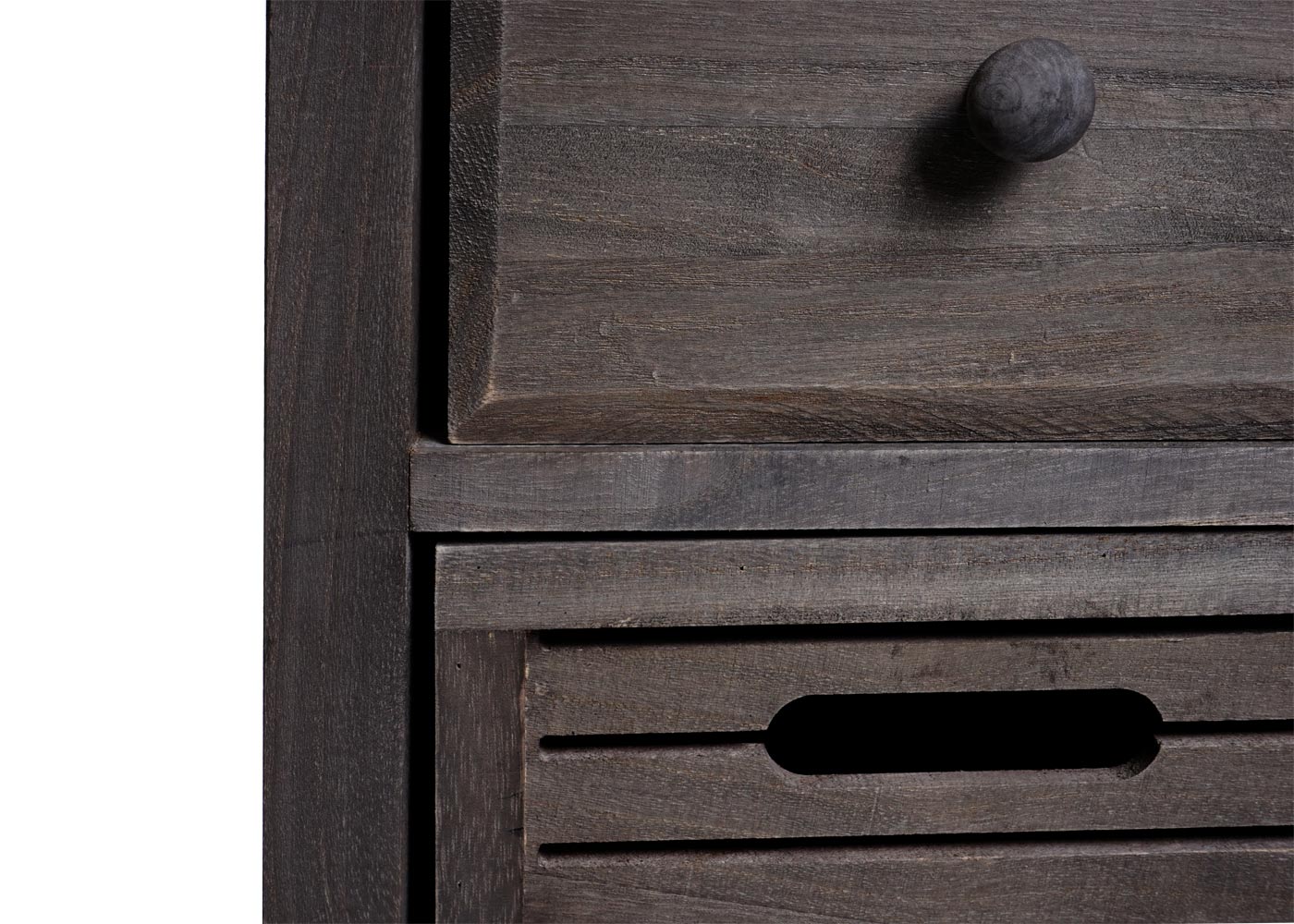 Cosmo Casa - Ladekast - 4 Lades - Shabby Look - Vintage Grijsbruin - 74×30×25 cm