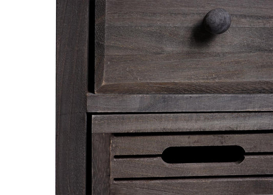 Cosmo Casa - Ladekast - 4 Lades - Shabby Look - Vintage Grijsbruin - 74×30×25 cm