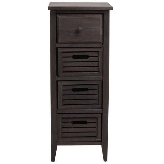 Cosmo Casa - Ladekast - 4 Lades - Shabby Look - Vintage Grijsbruin - 74×30×25 cm