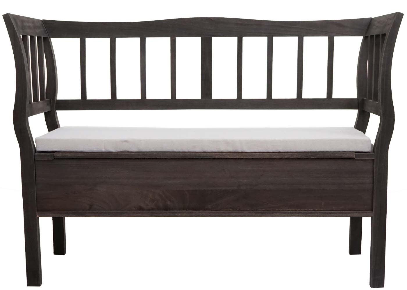 Cosmo Casa - Houten Bank met Opbergkist - Opbergvak & Kussen - Hout - Grijsbruin - 119 cm