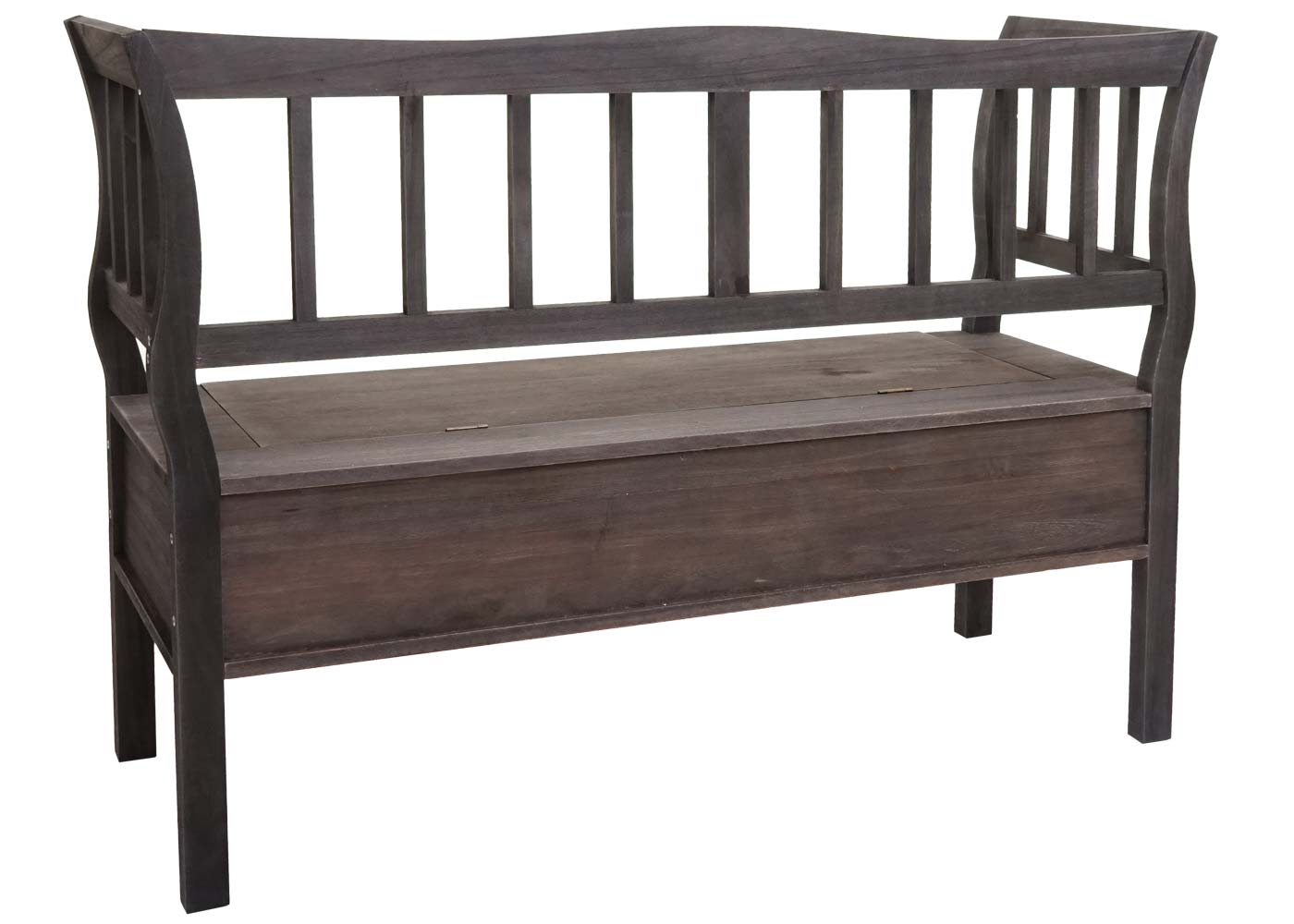 Cosmo Casa - Houten Bank met Opbergkist - Opbergvak & Kussen - Hout - Grijsbruin - 119 cm