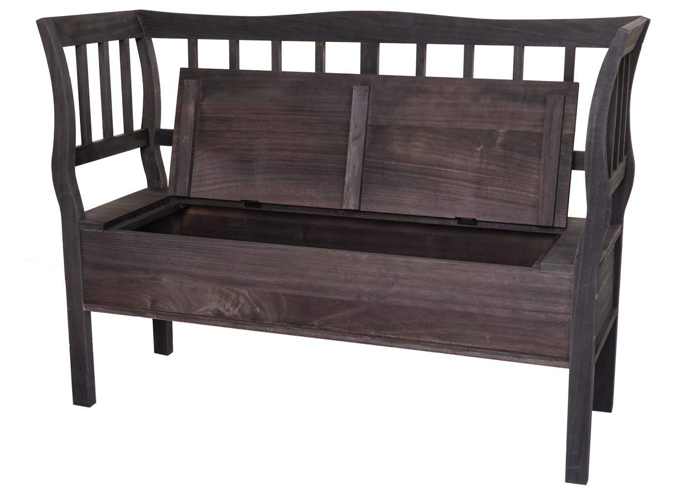 Cosmo Casa - Houten Bank met Opbergkist - Opbergvak & Kussen - Hout - Grijsbruin - 119 cm