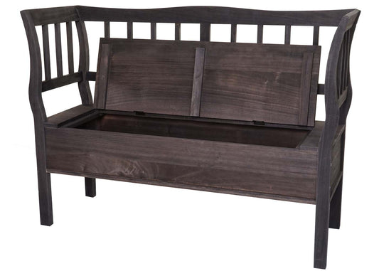 Cosmo Casa - Houten Bank met Opbergkist - Opbergvak & Kussen - Hout - Grijsbruin - 119 cm