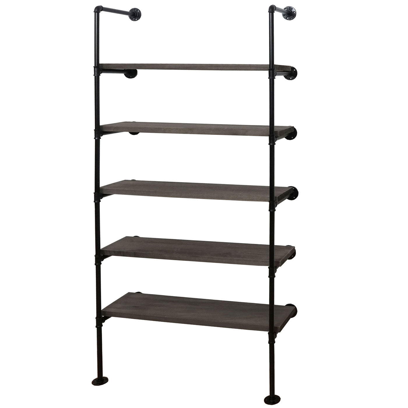 Cosmo Casa - Staande Plank - Woonplank/Boekenkast - Industrieel Design - Hout & Metaal - Grijsbruin - 165×80×28 cm