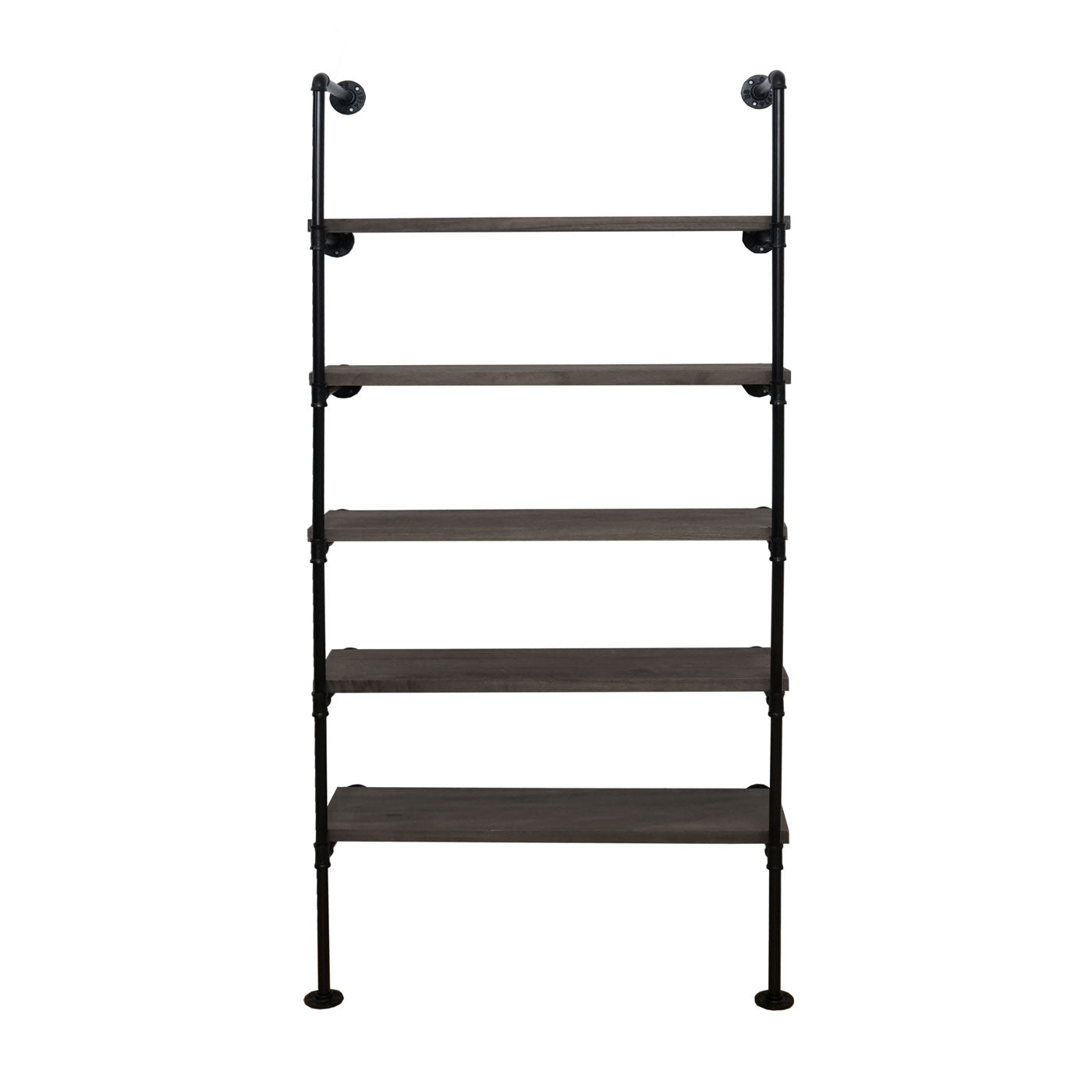 Cosmo Casa - Staande Plank - Woonplank/Boekenkast - Industrieel Design - Hout & Metaal - Grijsbruin - 165×80×28 cm