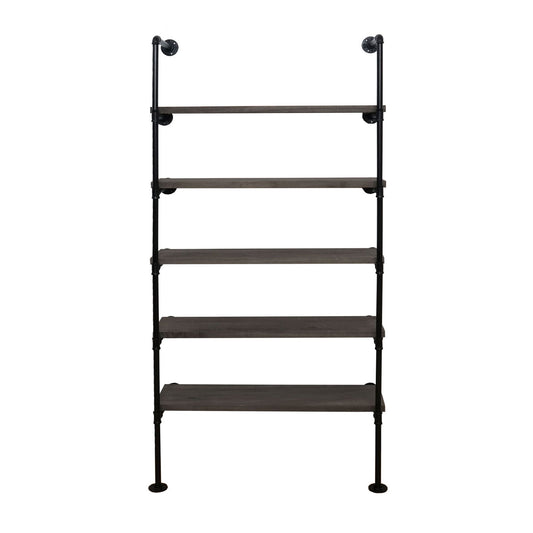 Cosmo Casa - Staande Plank - Woonplank/Boekenkast - Industrieel Design - Hout & Metaal - Grijsbruin - 165×80×28 cm