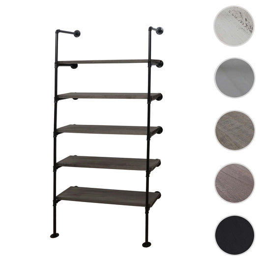 Cosmo Casa - Staande Plank - Woonplank/Boekenkast - Industrieel Design - Hout & Metaal - Grijsbruin - 165×80×28 cm