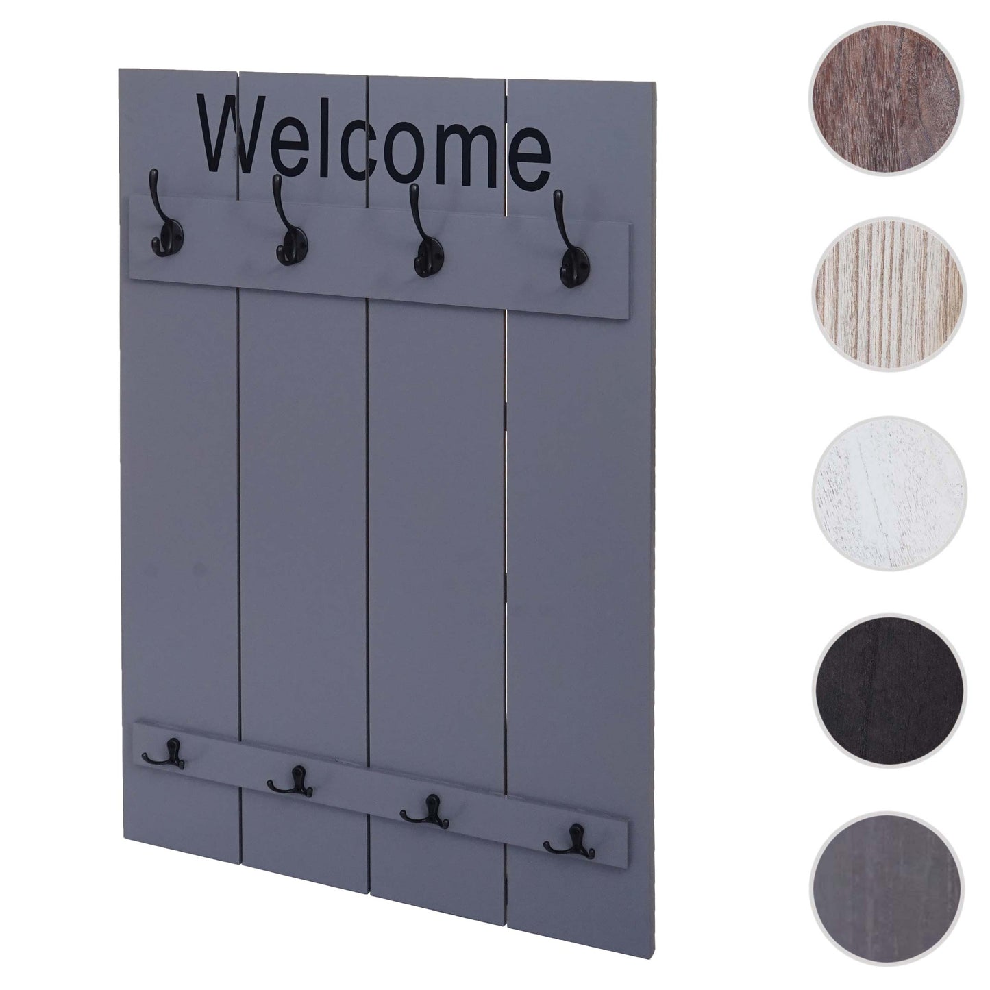 Cosmo Casa - Wandkapstok “Welcome” - Shabby Look Paneel - Grijsblauw - 91×60 cm