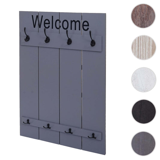 Cosmo Casa - Wandkapstok “Welcome” - Shabby Look Paneel - Grijsblauw - 91×60 cm