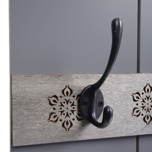 Cosmo Casa - Wandkapstok “Home” - Shabby Look Paneel - 8 Haken - Grijsblauw - 91×60 cm