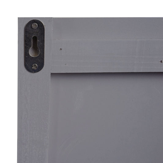 Cosmo Casa - Wandkapstok “Home” - Shabby Look Paneel - 8 Haken - Grijsblauw - 91×60 cm