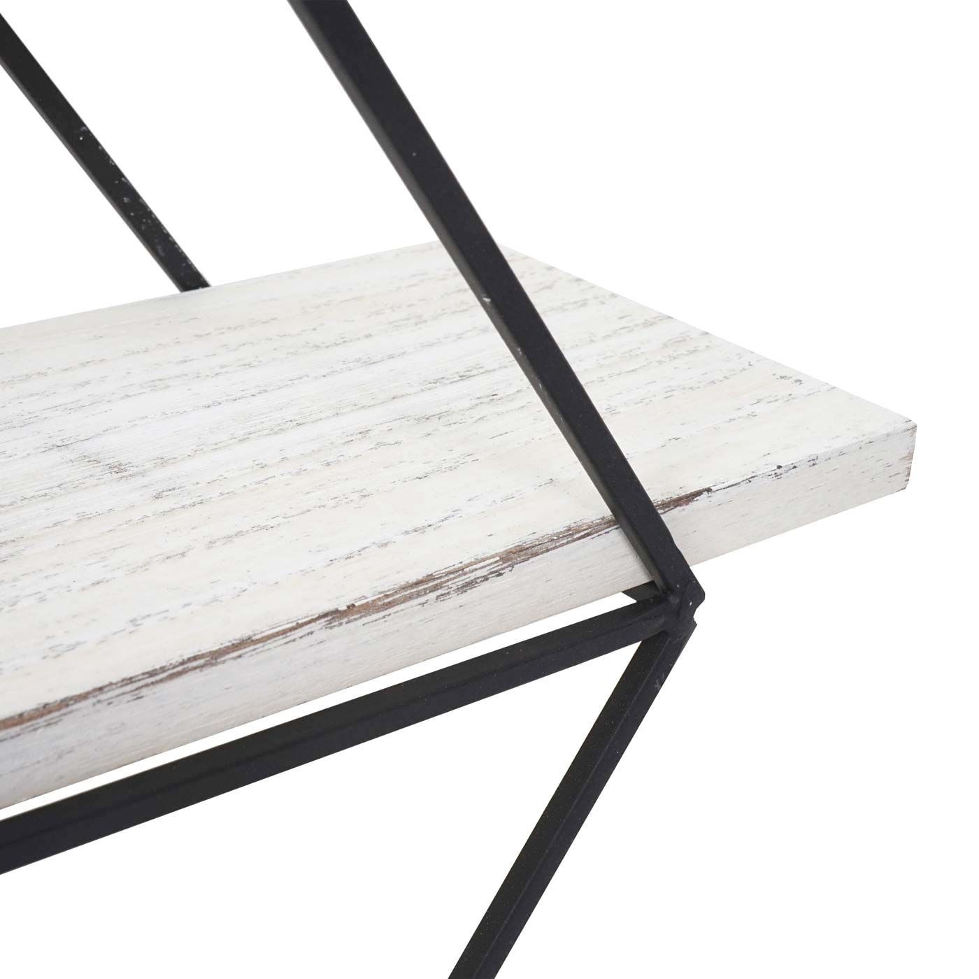 Cosmo Casa - Wandplank - Industrieel Design - Echt Hout - Shabby White - 60×55×12 cm