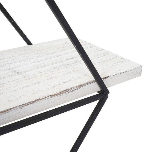 Cosmo Casa - Wandplank - Industrieel Design - Echt Hout - Shabby White - 60×55×12 cm