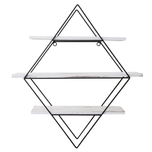 Cosmo Casa - Wandplank - Industrieel Design - Echt Hout - Shabby White - 60×55×12 cm