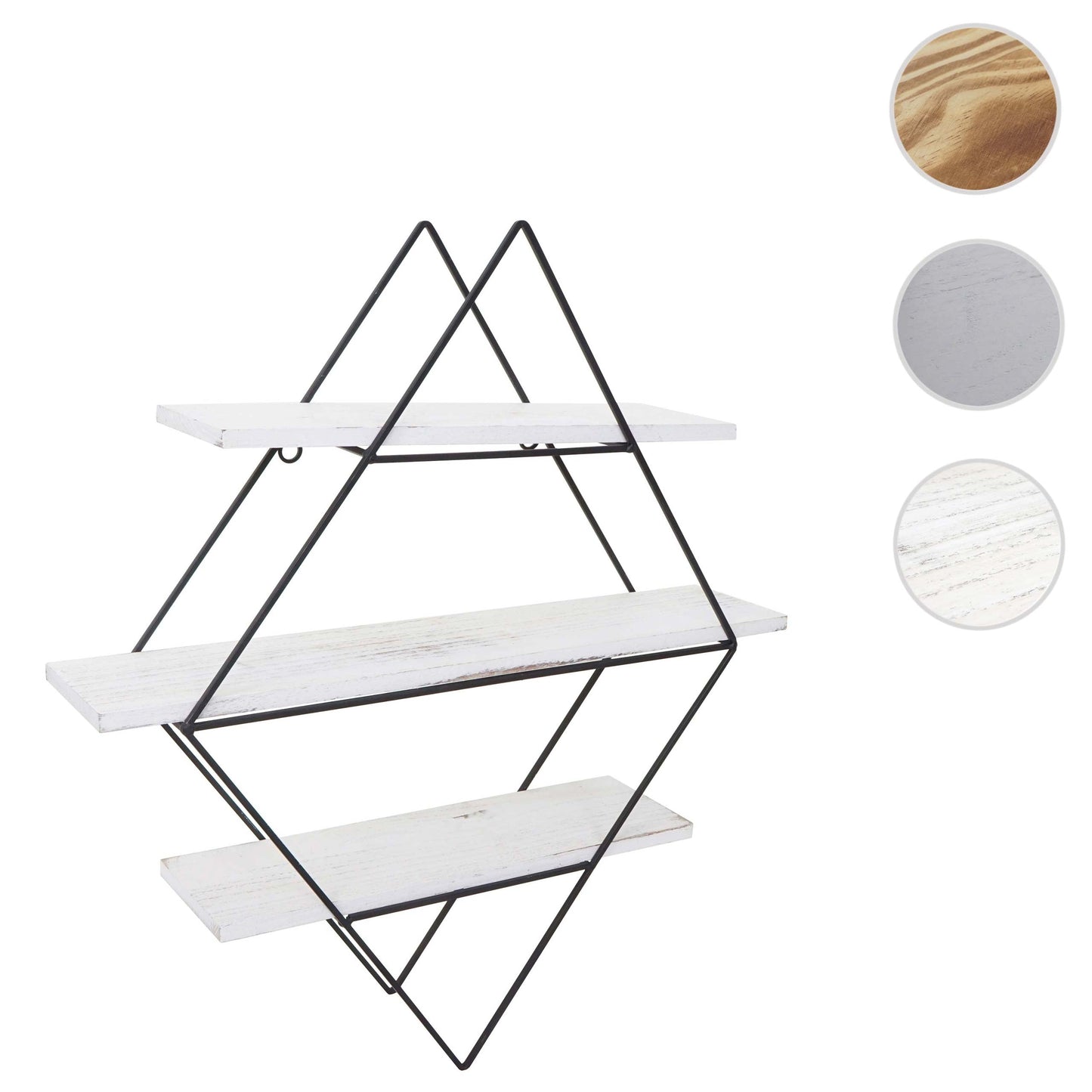 Cosmo Casa - Wandplank - Industrieel Design - Echt Hout - Shabby White - 60×55×12 cm