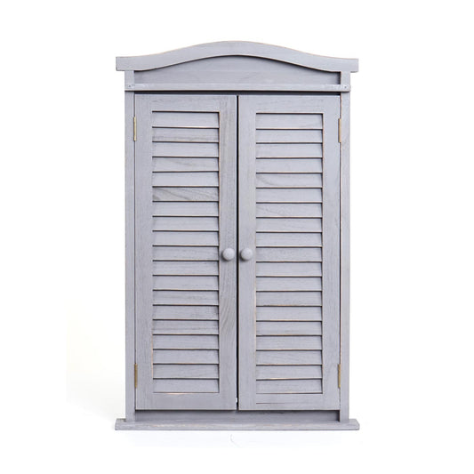 Cosmo Casa - Wandspiegel - Badkamerspiegel met Luiken - Shabby Grijs - 71×46×5 cm