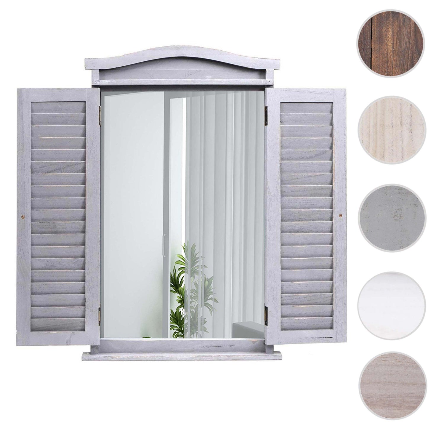 Cosmo Casa - Wandspiegel - Badkamerspiegel met Luiken - Shabby Grijs - 71×46×5 cm