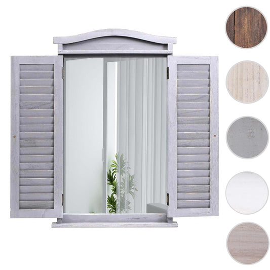 Cosmo Casa - Wandspiegel - Badkamerspiegel met Luiken - Shabby Grijs - 71×46×5 cm