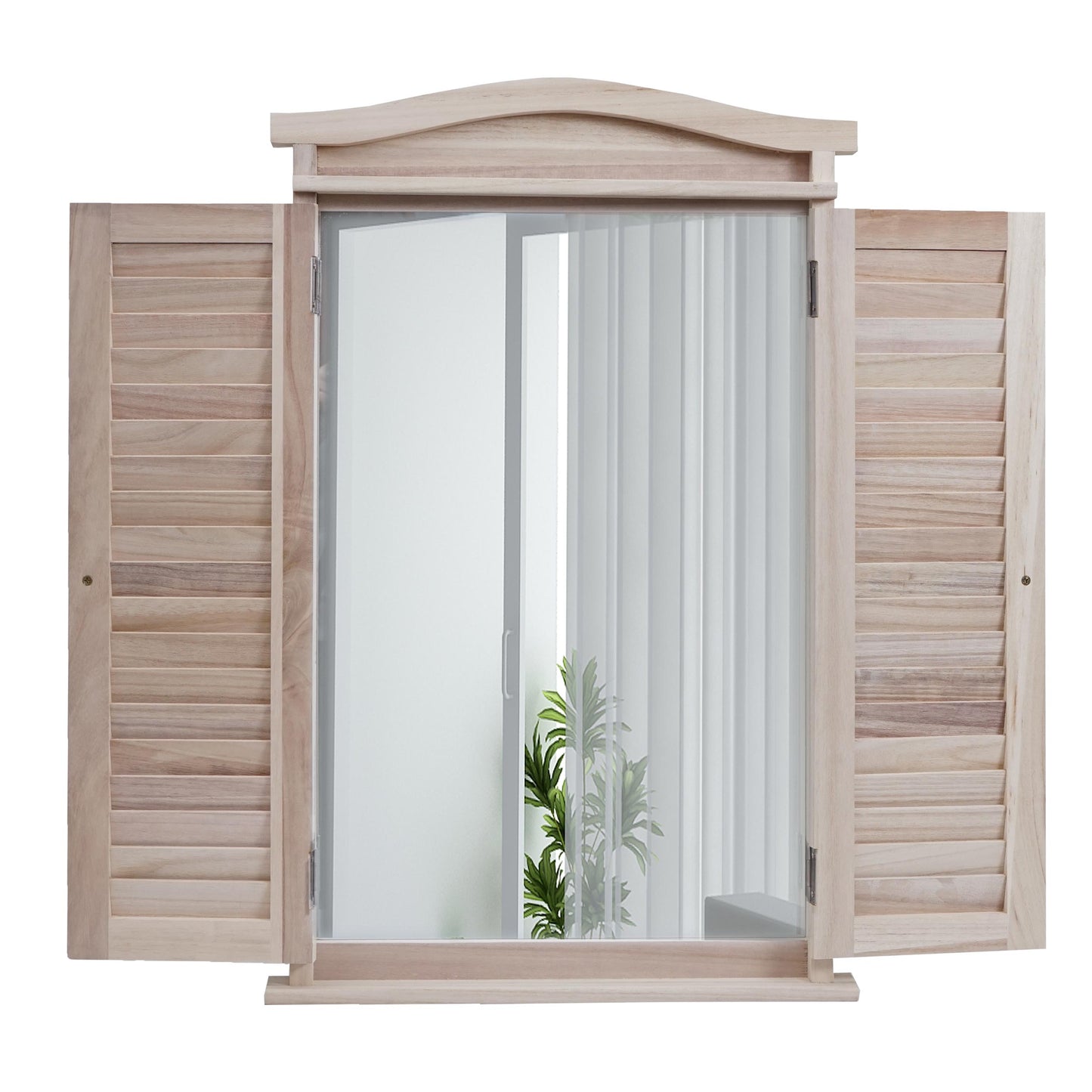 Cosmo Casa - Wandspiegel - Badkamerspiegel met Luiken - Shabby Naturel - 71×46×5 cm