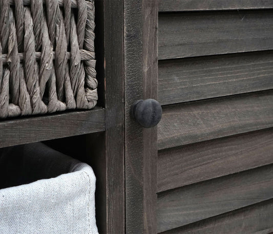 Cosmo Casa - Gootsteenonderkast - Badkamermeubel met Mandlade - Massief Hout - Grijsbruin - 60×65×31 cm