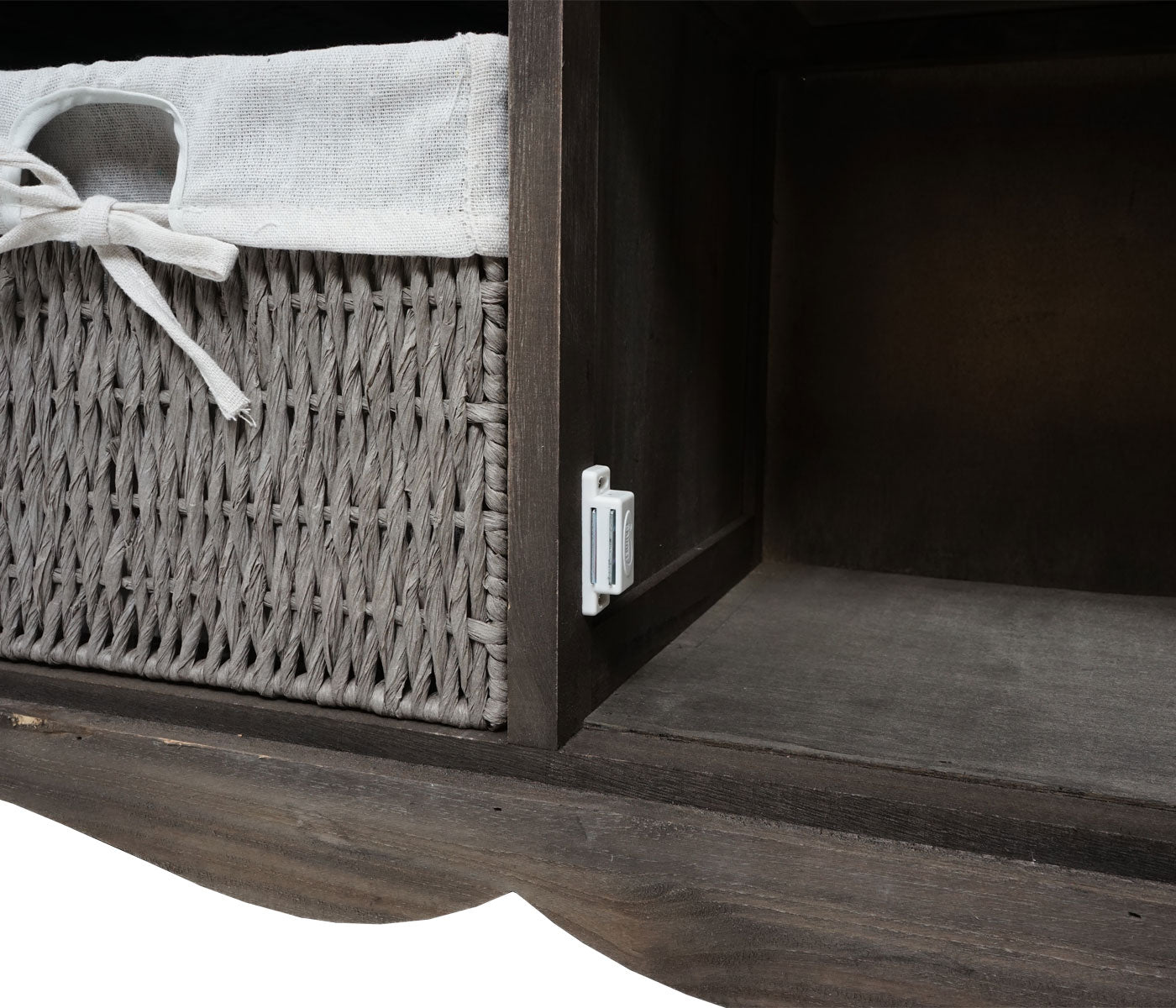 Cosmo Casa - Gootsteenonderkast - Badkamermeubel met Mandlade - Massief Hout - Grijsbruin - 60×65×31 cm