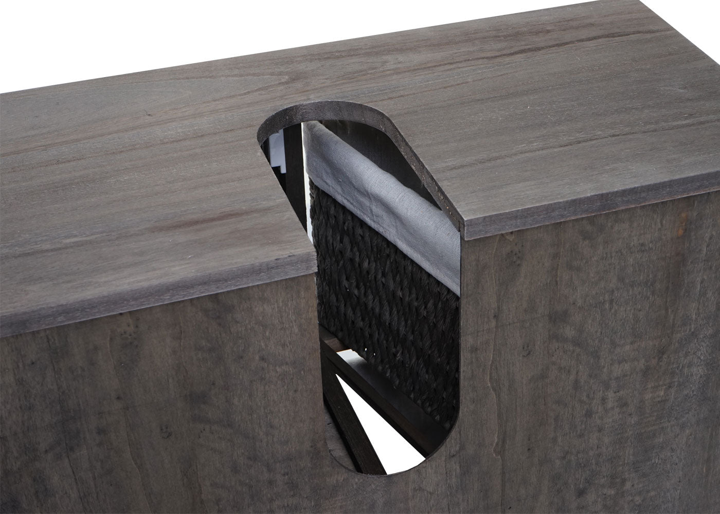 Cosmo Casa - Gootsteenonderkast - Badkamermeubel met Mandlade - Massief Hout - Grijsbruin - 60×65×31 cm