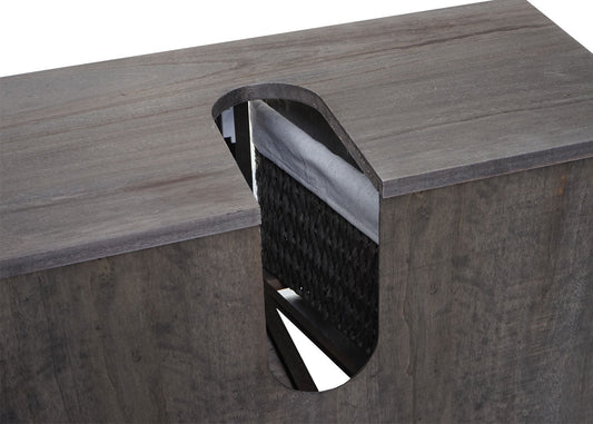 Cosmo Casa - Gootsteenonderkast - Badkamermeubel met Mandlade - Massief Hout - Grijsbruin - 60×65×31 cm