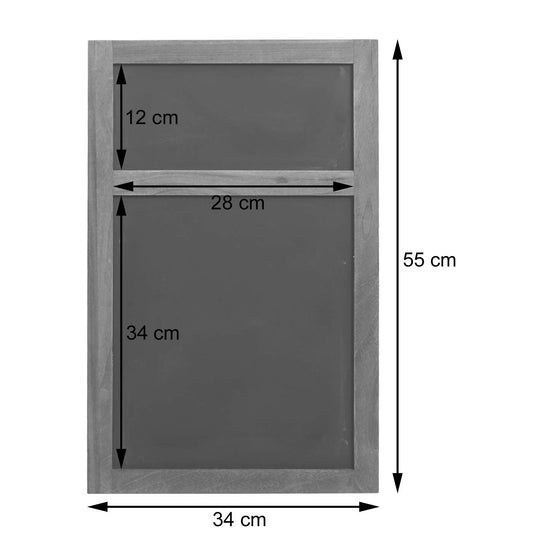Cosmo Casa - Wandkrijtbord - 55×34×2 cm - Shabby Look - Hout - Vintage Grijsbruin