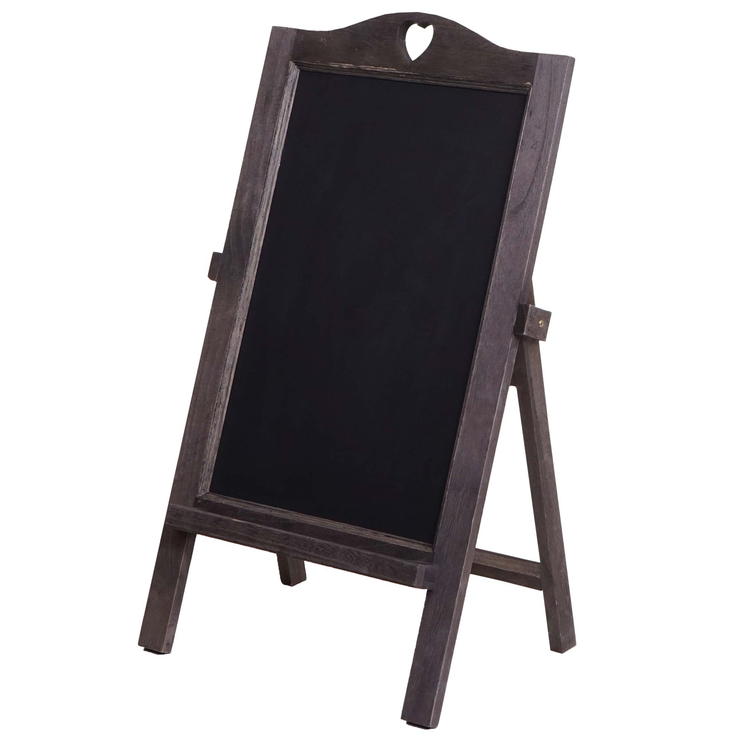 Cosmo Casa - Krijtbordstandaard - 66×37×27 cm - Shabby Look - Hout - Vintage Grijsbruin